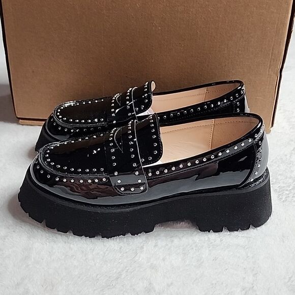RAID Niamh studded chunky loafers in black patent Size UK 3 / US 5 - Picture 5 of 8